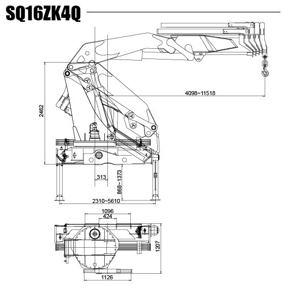 Durable 16 Ton Transporting Articulated Boom Crane , Hydraulic System