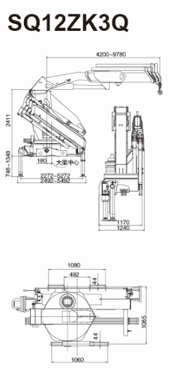 Truck Loader Knuckle Boom Crane, 12 Ton Cargo Truck Mounted Crane with